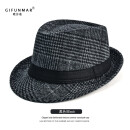 GILFUNMAR品牌轻奢男士高档礼帽中老年人2021春秋新款英伦绅士帽 黑色 均码