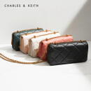 【新年礼物】CHARLES＆KEITH21秋新品CK6-10680924包包女包油画菱格钱包 Black黑色 XS