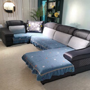 四季通用全防滑u型沙发垫全套贵妃左右不分方向通用沙发垫靠背巾 暖阳棉 小蓝花 三件套【坐垫】