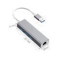 usb网卡免驱动带3口hub分线器USB转网线接口8152百兆铝壳网口转换定制 银色