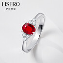 伊彩珠宝 天然鸽血红宝石戒指女 18k金钻石彩宝戒指 简约时尚 1.02克拉 /鸽血红/无烧/国际证书