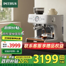 柏翠（ petrus ）【政府补贴】意式咖啡机全半自动家用奶泡机研磨一体机小型双泵牛角手柄PE3899