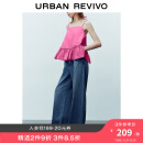 UR【水果系列】2024夏新款女时髦洗水宽腿牛仔长裤UWU840065 蓝色 26