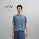 1436精纺圆领搬针半袖男套衫2025年早春新品 烟蓝 XL 180/96A