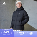 adidas 600蓬拒水防风保暖鸭绒羽绒服面包服男女同款冬季阿迪达斯 黑色 M