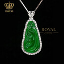 ROYALPICK缅甸A货翡翠项链如意吊坠老坑冰种帝王绿色钻石18K金送老婆妈礼物
