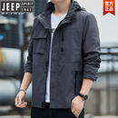 JEEP SPIRIT工装棉衣男士冬季加绒加厚中年爸爸冬装多口袋棉服休闲外套男 8111A灰色-春秋款 2XL 建议145-160斤