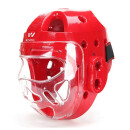 九日山 wesing空手道头盔成人儿童护头训练透气防护面罩成人护具全包围 红色 L