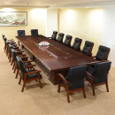 兵瑞会议桌长桌油漆贴皮洽谈桌4.5米含16把椅子