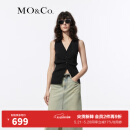 MO&Co.2024夏新品含醋酸V领修身针织马甲背心针织开衫MBD2CART56 黑色 M/165