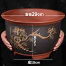 紫砂花盆大号兰花盆阳台种菜盆栽花卉特大号陶瓷花盆  馳爵 29cm黑色三角金钟 尺寸参照图片