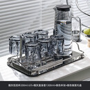 禾达拉北欧高级感玻璃杯家用套装客厅喝水杯子简约家庭茶杯待客用扭扭杯 烟灰扭杯6只+黑架+直壶+镜面盘