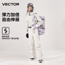 VECTOR连体滑雪服女防水保暖单板双板加厚小众户外男滑雪衣套装 光学白【男女同款连体服】 L