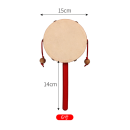 曲漾 羊皮木质拨浪鼓传统儿童玩具套组4寸6寸摇摇鼓男孩女孩手摇鼓 拨浪鼓（中国红直径15cm）
