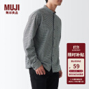 无印良品（MUJI）男式 法兰绒 立领衬衫长袖休闲百搭衬衣男士外套纯棉全棉ACA75C1A 米白色格纹 L (175/100A)