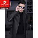 皮尔卡丹（pierre cardin）2023真皮皮衣男头层进口鹿皮中年秋冬立领爸爸装皮夹克羽绒服外套 黑色1【立领】 【春秋单款】 48 170