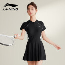 李宁（LI-NING）泳衣女连体裙式游泳衣遮肚显瘦抗氯速干温泉泳装546 黑色 XXXL 