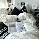 床笠三件套0.9x190日式简约软糯水洗棉四纯色被床单人学生床上用 ins奶白 1.5m床单四件套：被套200x230cm