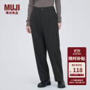 无印良品（MUJI）女式 弹力起毛 抽褶裤 休闲西裤长裤子春秋款 BE1P0C3A 深棕色 M(160/66A)