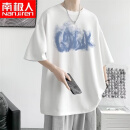 南极人（Nanjiren）短袖T恤男夏季男装潮流简约半袖上衣港风宽松休闲潮牌半截袖男装 T261白色 XL