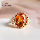 奈维斯汀品牌黄水晶戒指女幸运四叶草款高品质520礼物女 黄水晶戒指