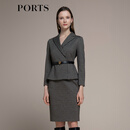 PORTS宝姿女装秋冬新款长袖中长连衣裙LM9N031NCF020 黑色格子 S (4)