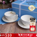 WEDGWOOD欢愉假日杯碟咖啡杯碟茶杯碟高颜值情侣杯新婚礼 欢愉假日2杯2碟(象牙白+树莓)