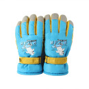火炬人C3132儿童手套蓝色 冬季手套8岁到12岁加绒加厚卡通小熊男童分指中大童滑雪保暖手套