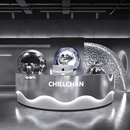 莫贤吧台桌收银台前台接待桌简约现代不锈钢收银台网红服装店台球厅弧 银色不锈钢+白 300x60x100cm