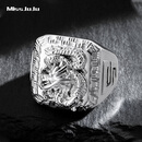 Miss JuJu 铂金盘龙戒指男款pt950大气白金实心宽面粗戒子活口可调款 【现货】重27.28克