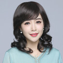 美蝶假发女长发长卷发大波浪新式发套真人发丝妈妈老人气质全头套自然 发尾真发  自然黑（发网+梳子+护理液）
