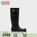 HUNTER户外露营女鞋雨鞋经典惠灵顿英伦雨靴光防水防滑骑士靴女长筒靴女 黑色/BLK 38