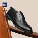 HLA海澜之家皮鞋男士系带商务正装质感光面透气舒适办公德比鞋子男HAAPXM3AA90183 黑色 42