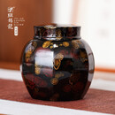 斑锡·龙 徐云勇大师作品 宝莲大漆茶仓 斑锡龙纯锡锡罐手工制茶叶罐