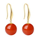 俏物俏女（in lay）保山南红耳坠女天然玛瑙18K金樱桃红单珠耳环高级新中式国风耳饰 11MM南红耳环【特粗】