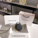 CAEISL & KCIEL官网 C K2023新款女包小众原创设计质感菱格链条迷你小圆包斜挎包 黑色 专柜高档品质