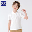 罗蒙男童短袖polo衫校园服饰春夏新款T恤女童班服 白色短袖POLO衫 160