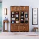 寻古红木家具非洲鸡翅木（学名：非洲崖豆木）带门书柜实木书房书橱明式茶酒柜书架储物柜置物柜S 一对：长150*宽35*高238cm