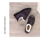 画柱（HUAZHU）冬季新款防水皮面女棉鞋 女鞋加绒保暖棉鞋休闲防滑妈妈鞋 灰色【布】 39