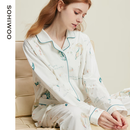 sohiwoo月子服春夏纯棉产后孕妇睡衣四季款产妇哺乳家居服套装 梦游奇境印花套装 L