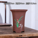 馳爵（CHIJUE）紫砂花盆宜兴陶瓷紫砂大号吊兰兰花盆 出汗泥现代简约绿植园艺桌 千千1只特大有侧孔+塑料盘 尺寸如图  紫砂