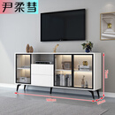 电视柜书柜组合现代简约小户型茶几家用卧室新款玻璃收纳储物柜 高雅白160CM宽矮柜 包安装