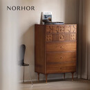 NORHOR北欧表情中古复古风英国ARNATIF/MADR实木雕花5抽斗柜边柜G 【现货】0.8米 组装