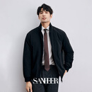 SANHEER商务绅士 超柔科技保温棉填充 保暖男士翻领轻薄棉衣外套 DAC095 黑色 L /50