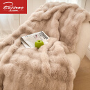 北极绒托斯卡纳兔毛绒毛毯轻奢高级加厚盖毯沙发冬季午睡小被子卧室毯子 托卡斯皮草毯-浅驼 160x200cm单人毯