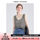 VEGA CHANG【明星同款】条纹针织小背心女夏外穿镂空设计感小众无袖马甲 黑棕条纹 均码