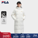 FILA 斐护科技|斐乐女装长款羽绒服冬季休闲简约连帽保暖羽绒外套 云菇白-WT 170/88A/L