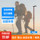 【轻巧便捷】登山杖手杖超轻伸缩款铝合金拐杖户外多功能徒步 基础入门两节85cm  咖色