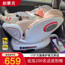 初婴贝儿童安全座椅汽车用0-4-12岁婴儿宝宝车载可坐可躺i-Size认证 香槟白+175°躺+支撑腿+360度旋转