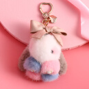 米勒斯（Milesi）可爱装死兔子挂件钥匙扣女书包挂饰毛绒玩偶高档儿童生日礼物女生 粉蓝色